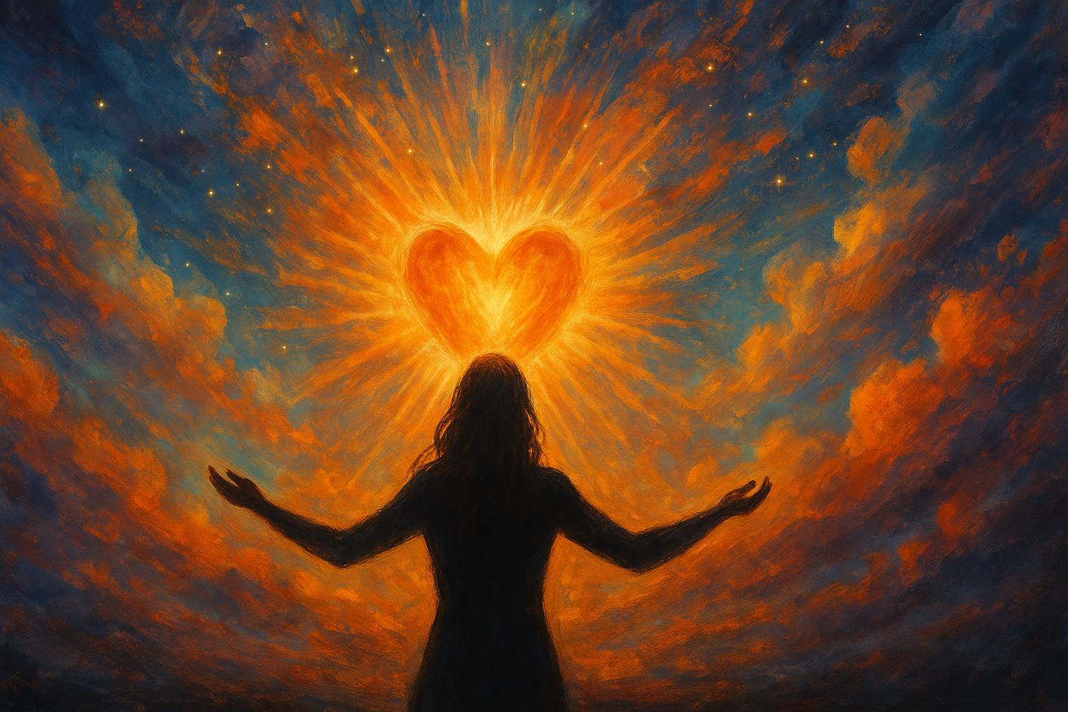 Artistic visual representation of love as a force of nature